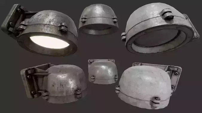 Bunker Wall Lamp PBR Low-poly 3D model