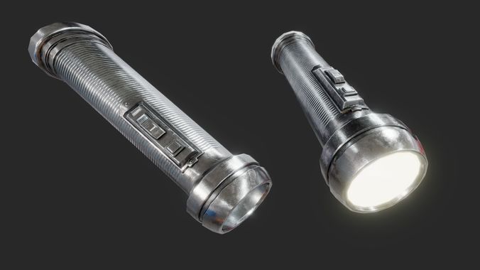 Retro Flashlight PBR Low-poly 3D model