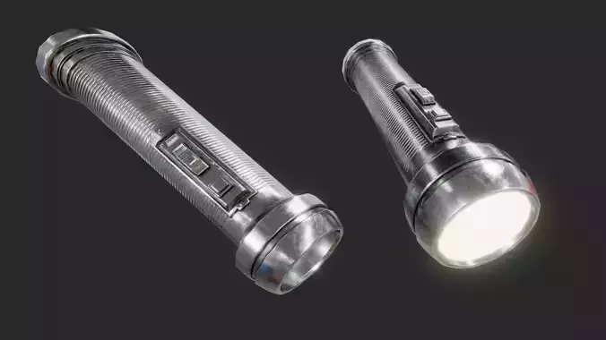 Retro Flashlight PBR Low-poly 3D model