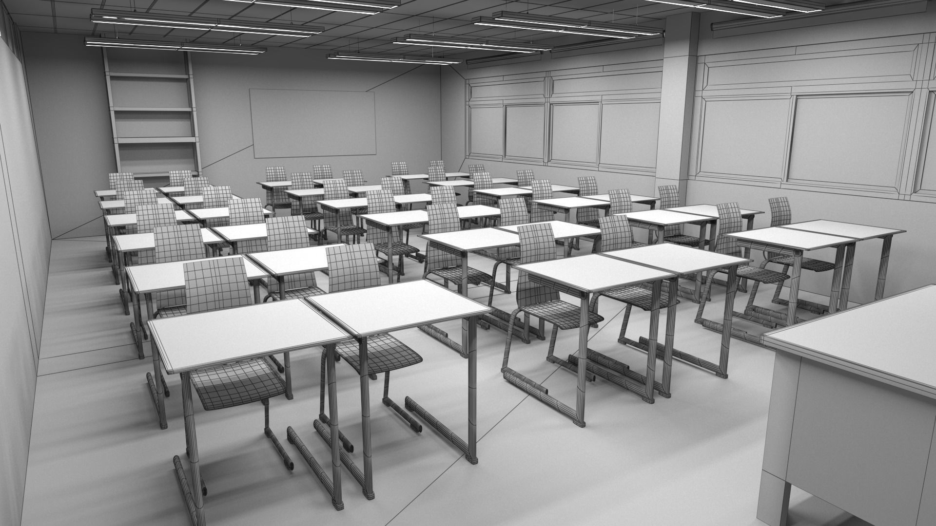 ClassRoom Scene Game Ready 3D model_7