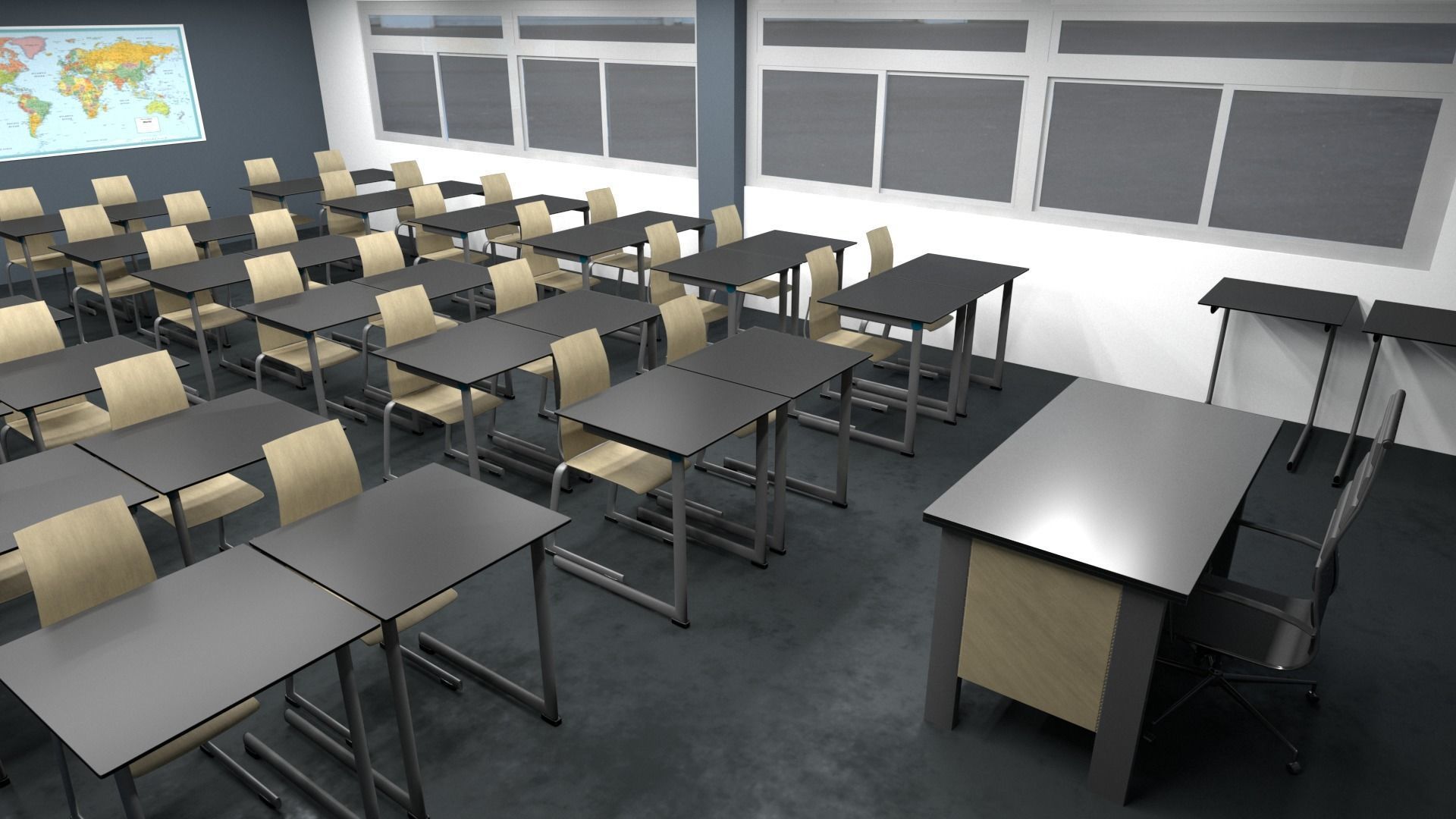 ClassRoom Scene Game Ready 3D model_3