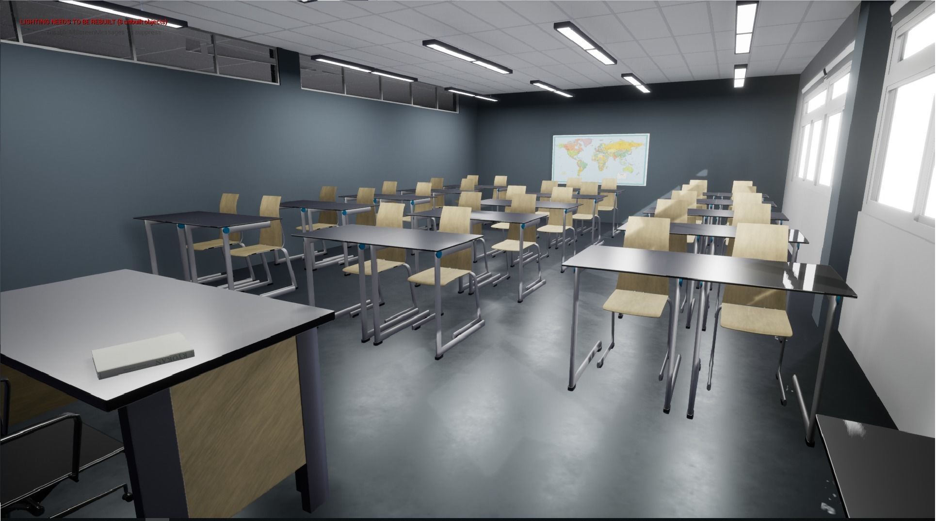 ClassRoom Scene Game Ready 3D model_4