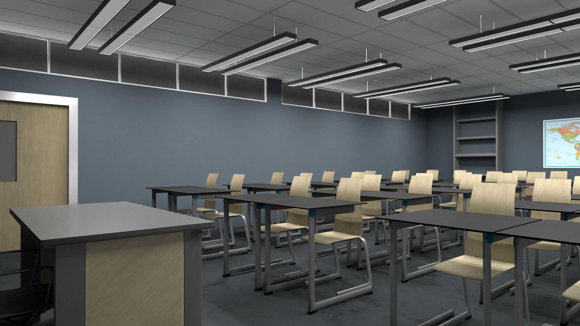 ClassRoom Scene Game Ready 3D model_2