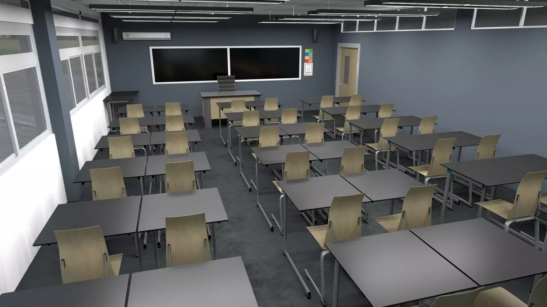 ClassRoom Scene Game Ready 3D model_0