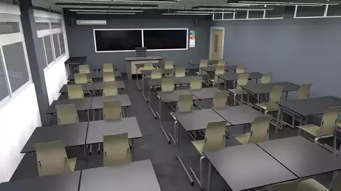 ClassRoom Scene  Game Ready 3D model