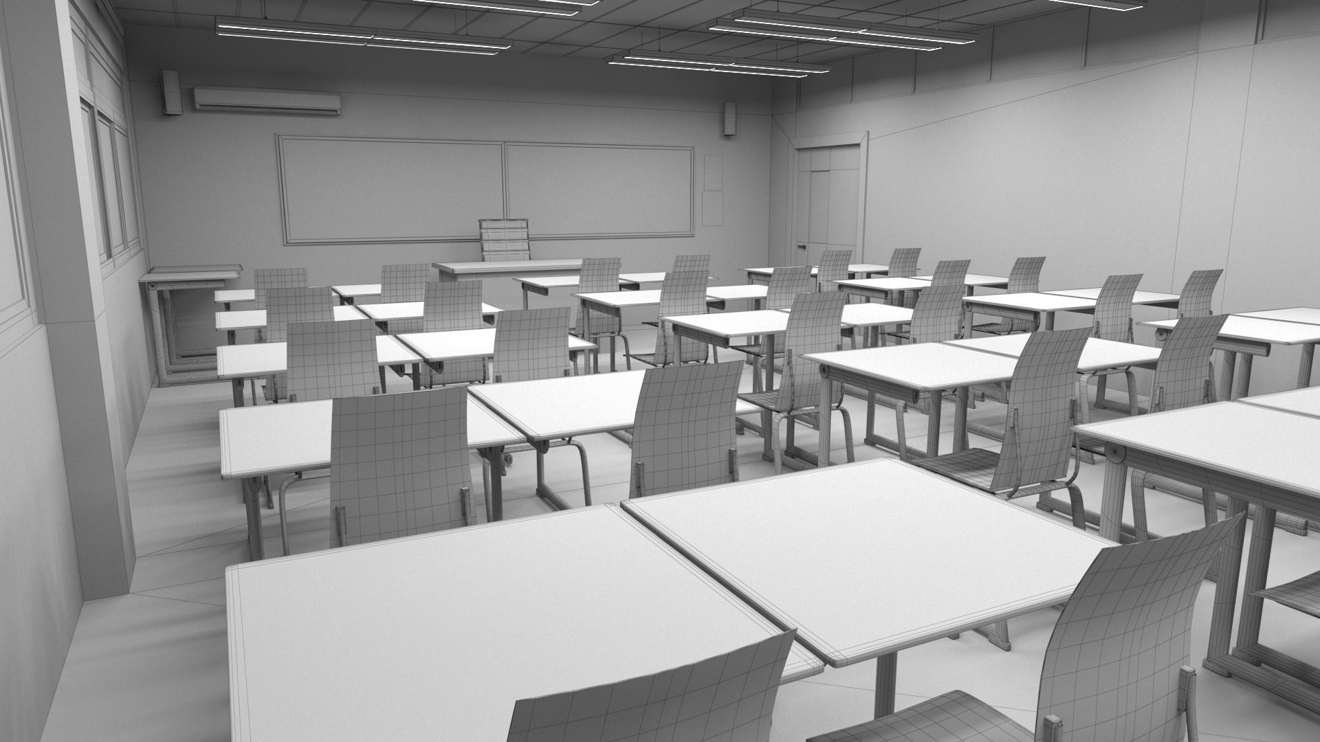 ClassRoom Scene Game Ready 3D model_8