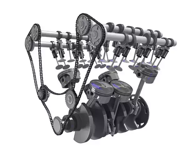 Rigged Animated V6 Engine 3D model