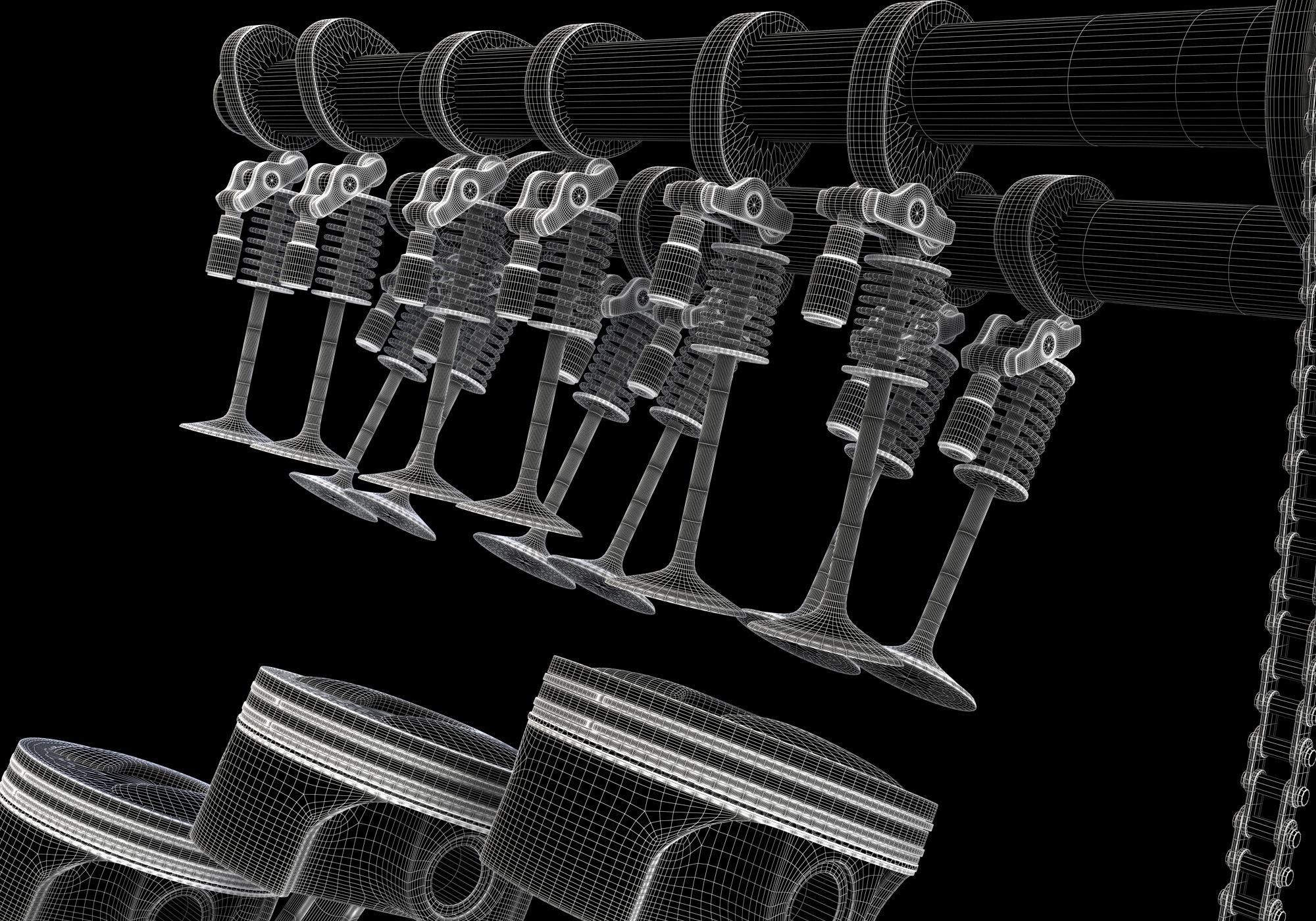 Internal V6 Engine Animation  3D model_21