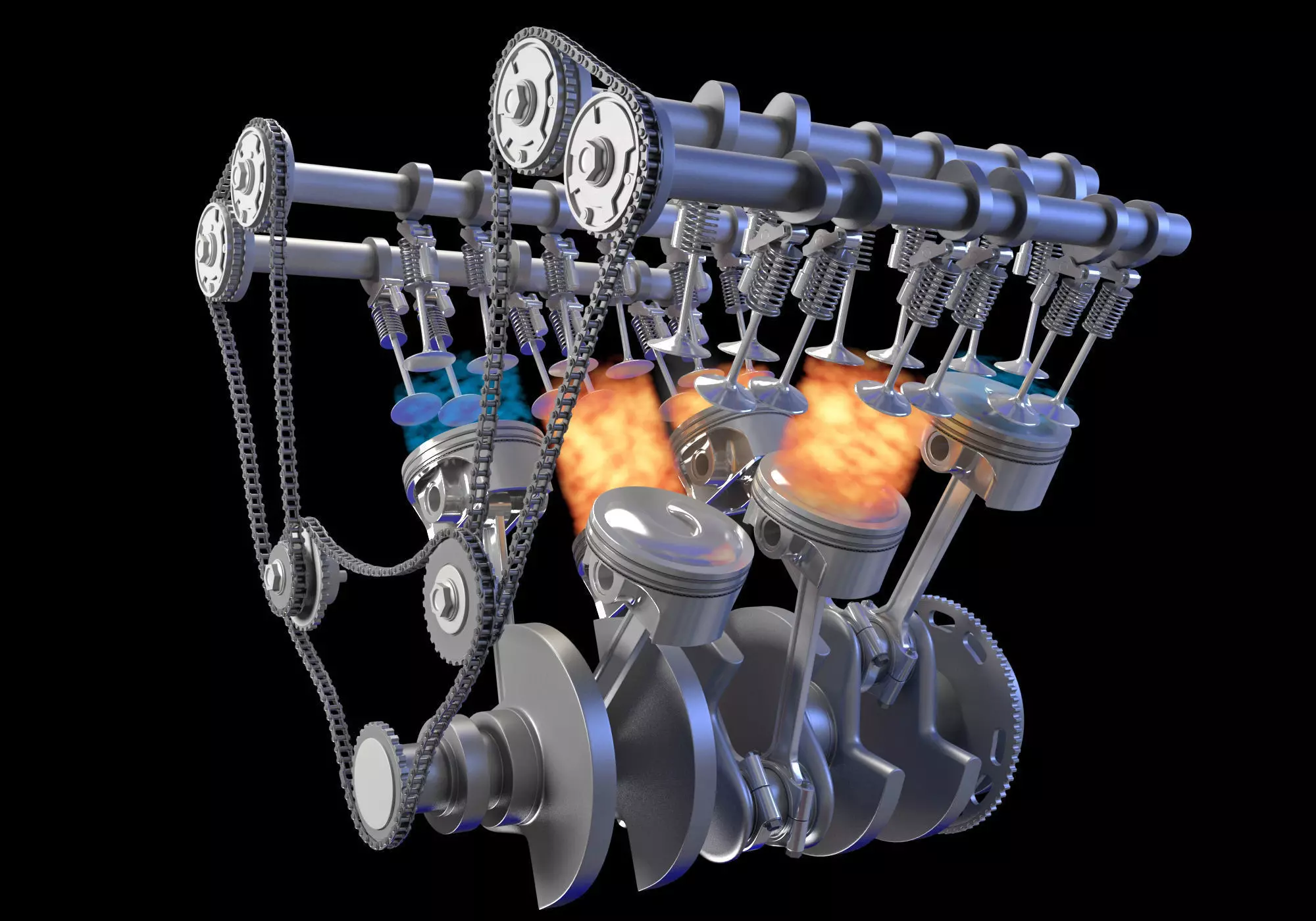 Internal V6 Engine Animation  3D model_0