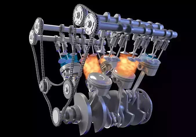 Internal V6 Engine Animation  3D model