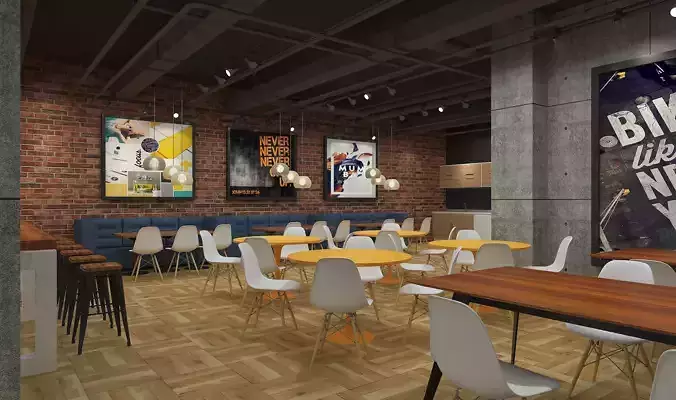 Industrial style lunch bar or kitchen in the office building