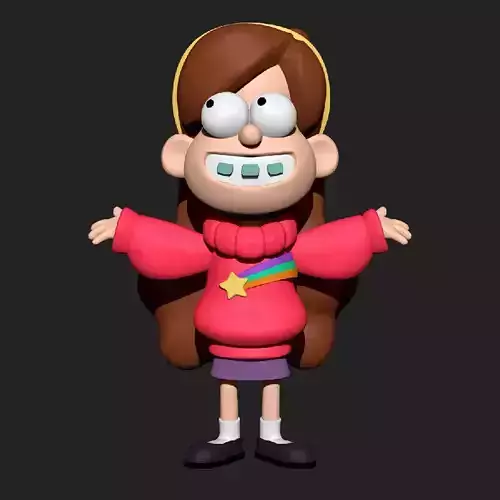 Mayble cartoon girl wearing sweater 3D print model