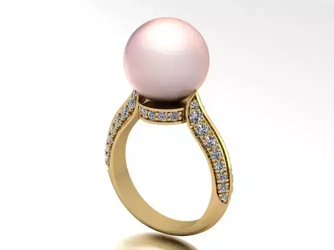 Ring with pearl and diamonds