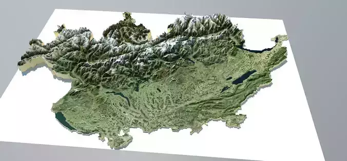 Switzerland  3D Terrain  Topography MODEL