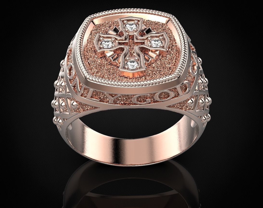 Ring with a cross and patterns on it 440 3D print model_13