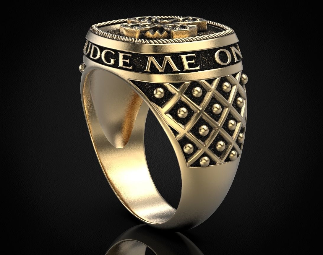 Ring with a cross and patterns on it 440 3D print model_9