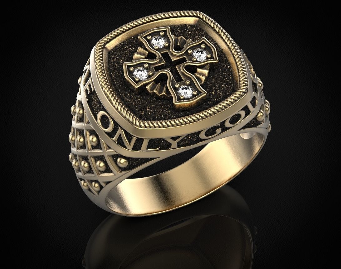 Ring with a cross and patterns on it 440 3D print model_7