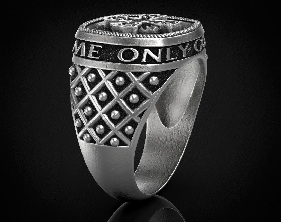 Ring with a cross and patterns on it 440 3D print model_6