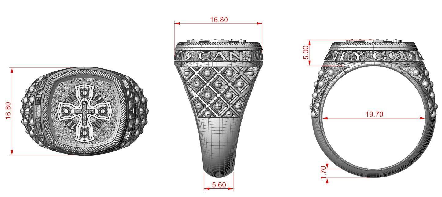 Ring with a cross and patterns on it 440 3D print model_16