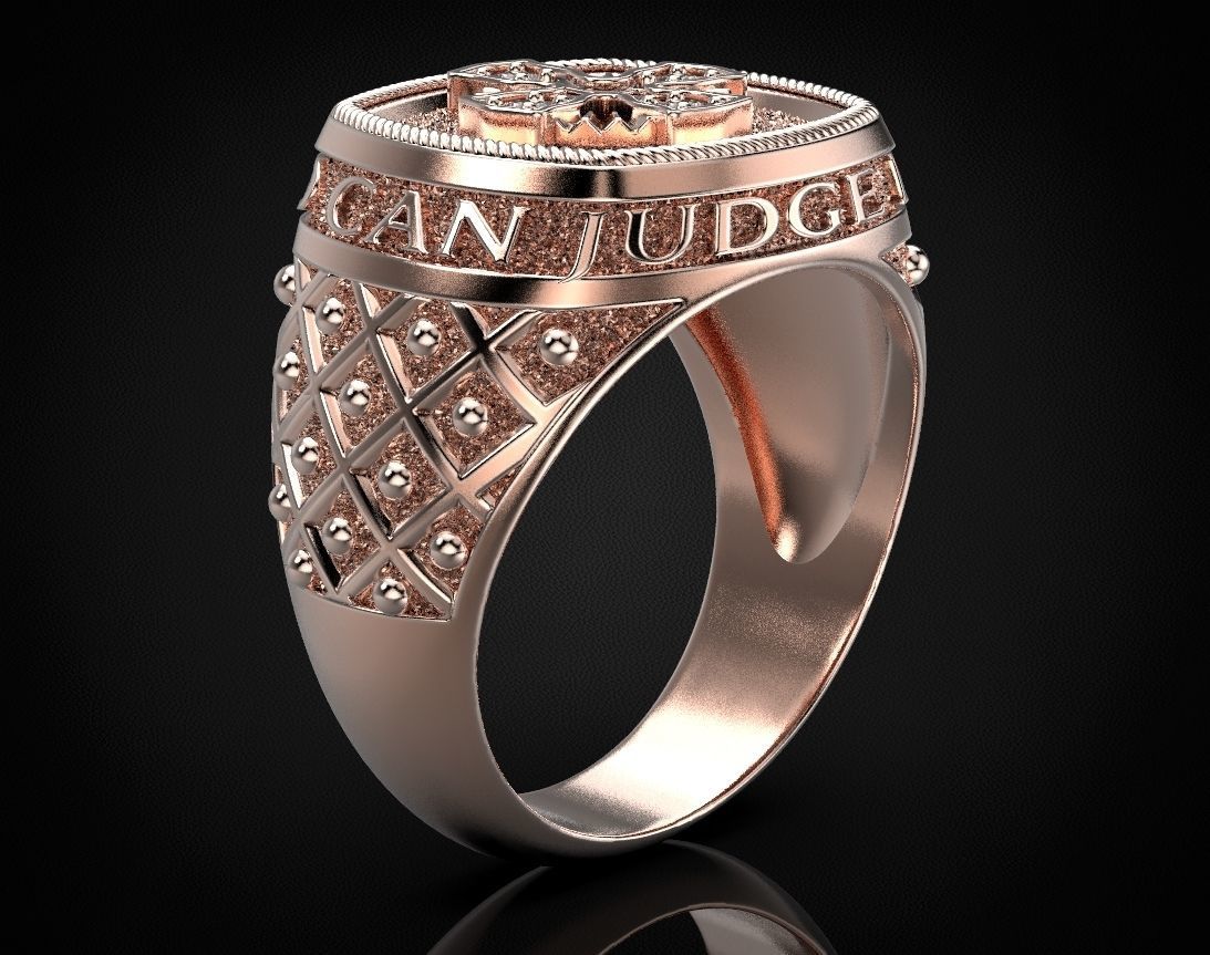 Ring with a cross and patterns on it 440 3D print model_12