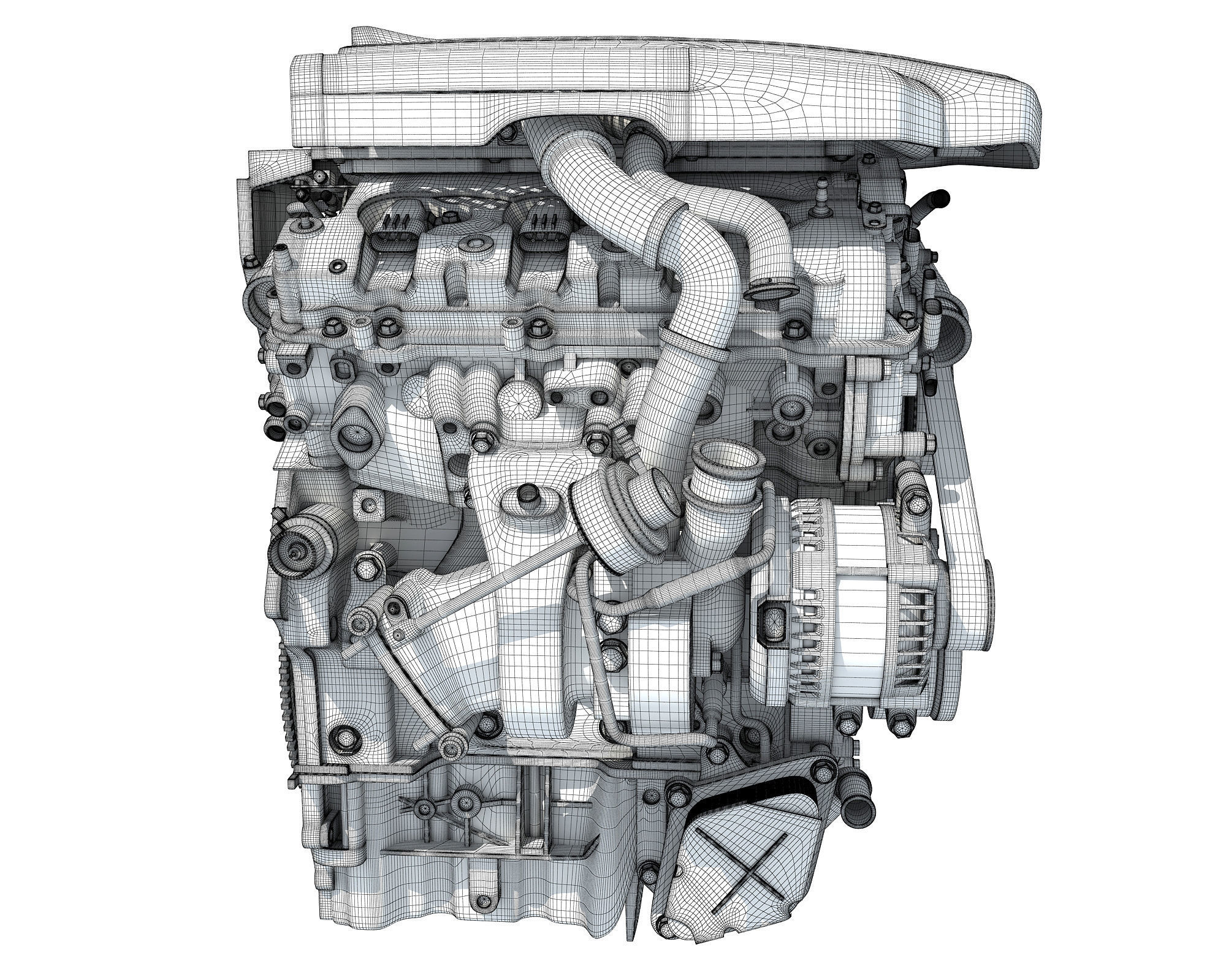 V6 Engine with Gasoline Ignition Animation 3D model_42