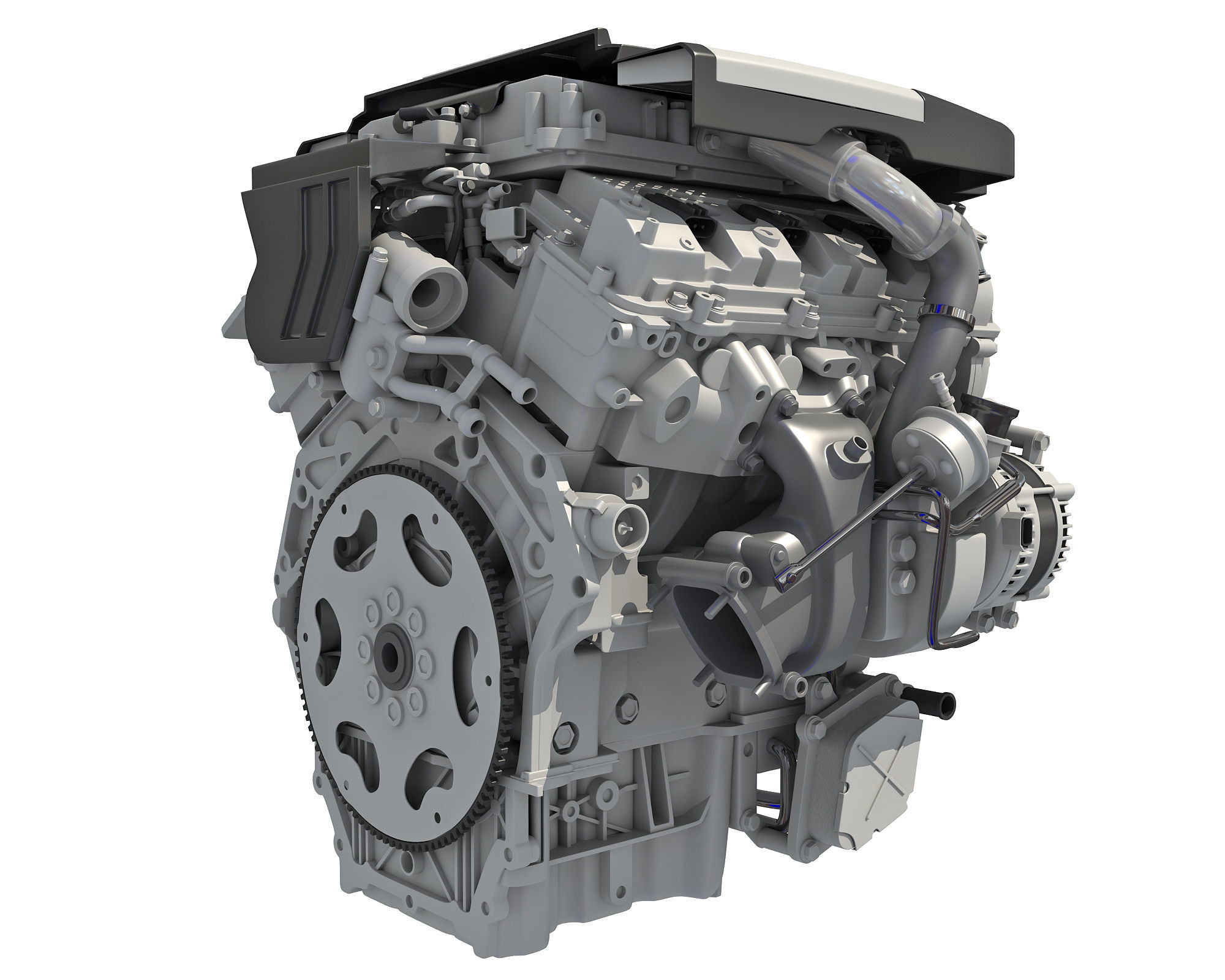 V6 Engine with Gasoline Ignition Animation 3D model_30