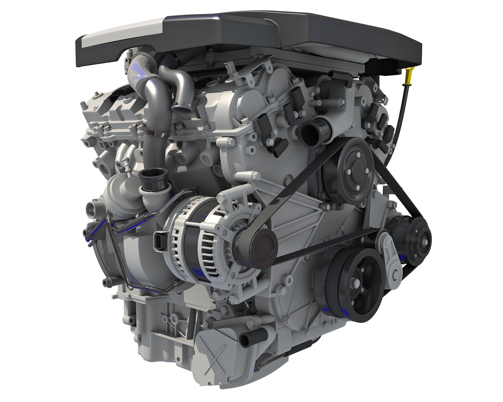 V6 Engine with Gasoline Ignition Animation 3D model_15