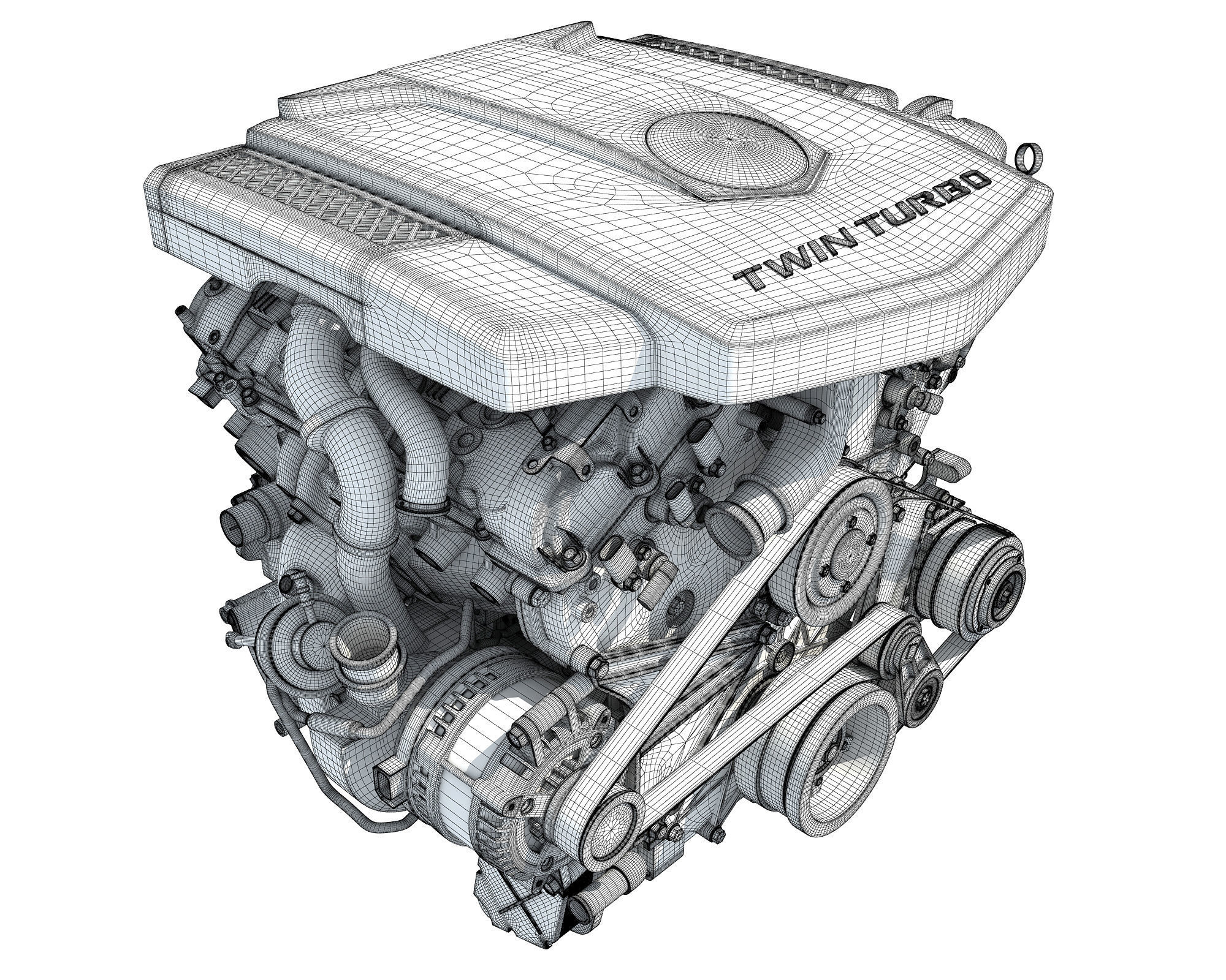 V6 Engine with Gasoline Ignition Animation 3D model_44
