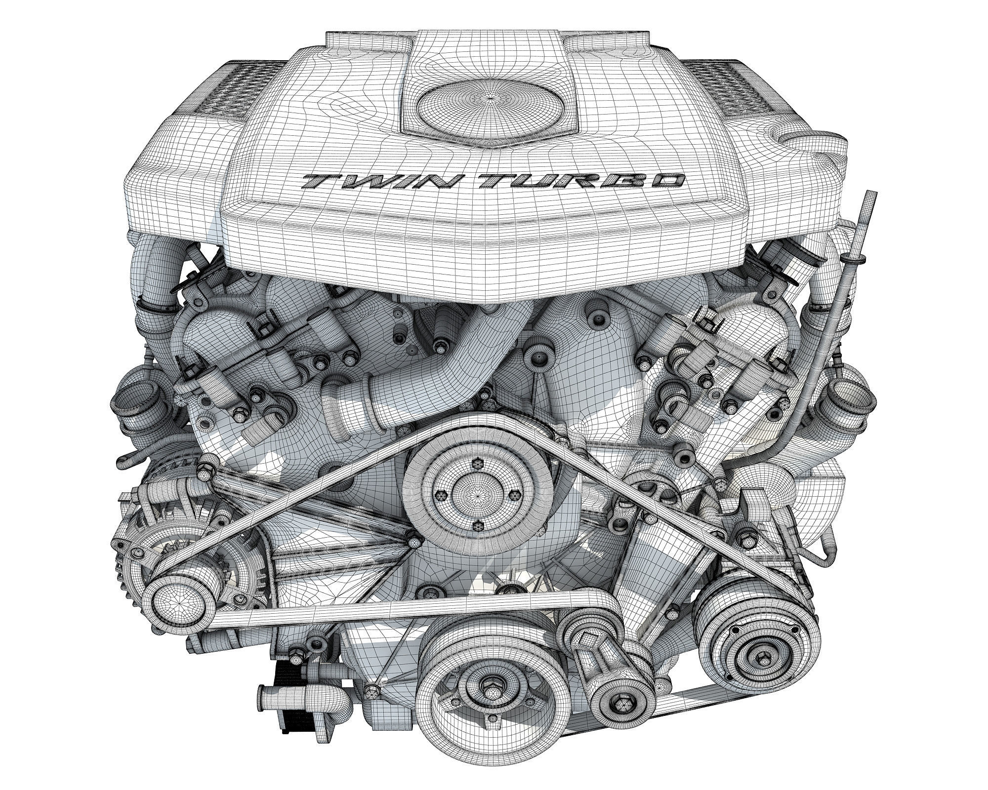 V6 Engine with Gasoline Ignition Animation 3D model_37