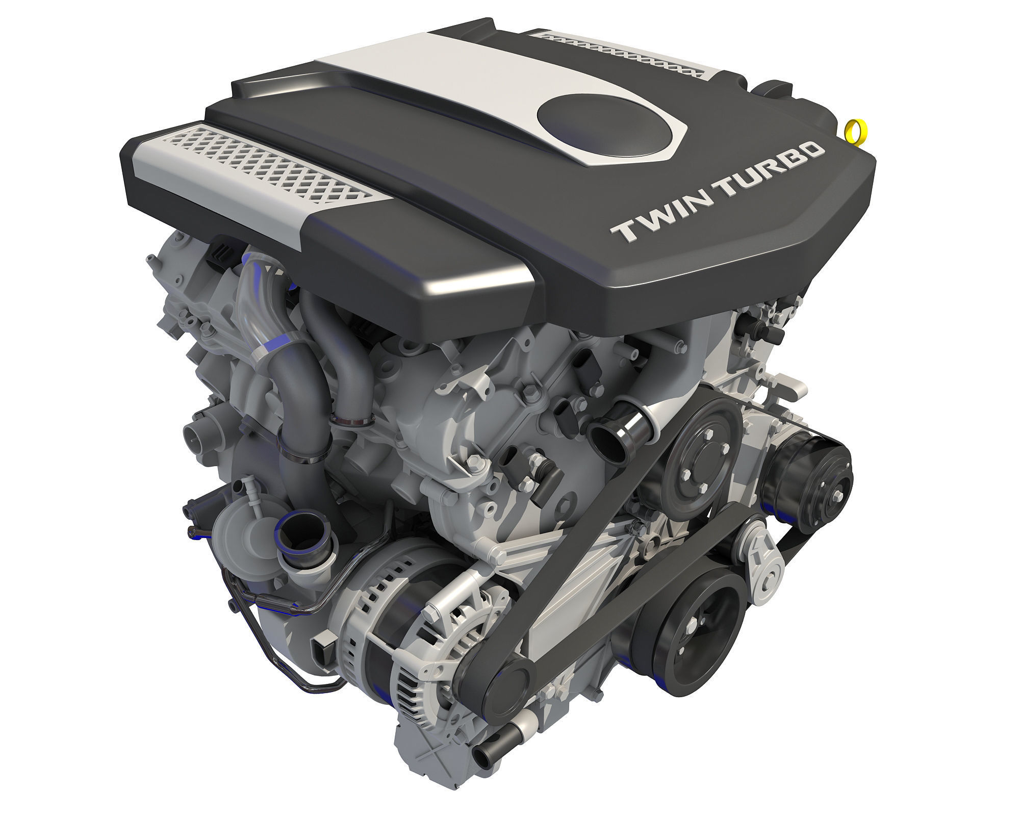 V6 Engine with Gasoline Ignition Animation 3D model_7