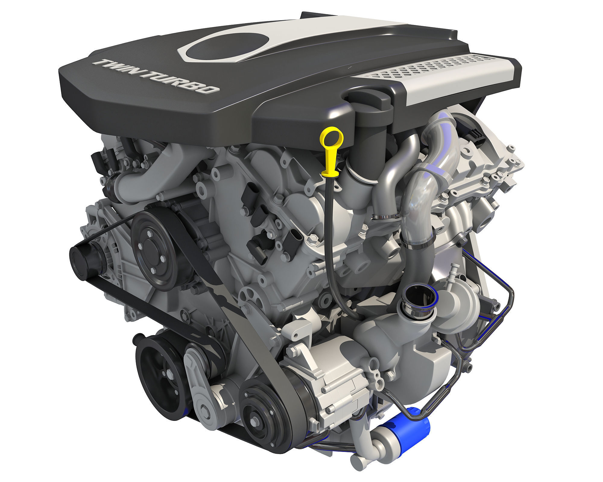V6 Engine with Gasoline Ignition Animation 3D model_5