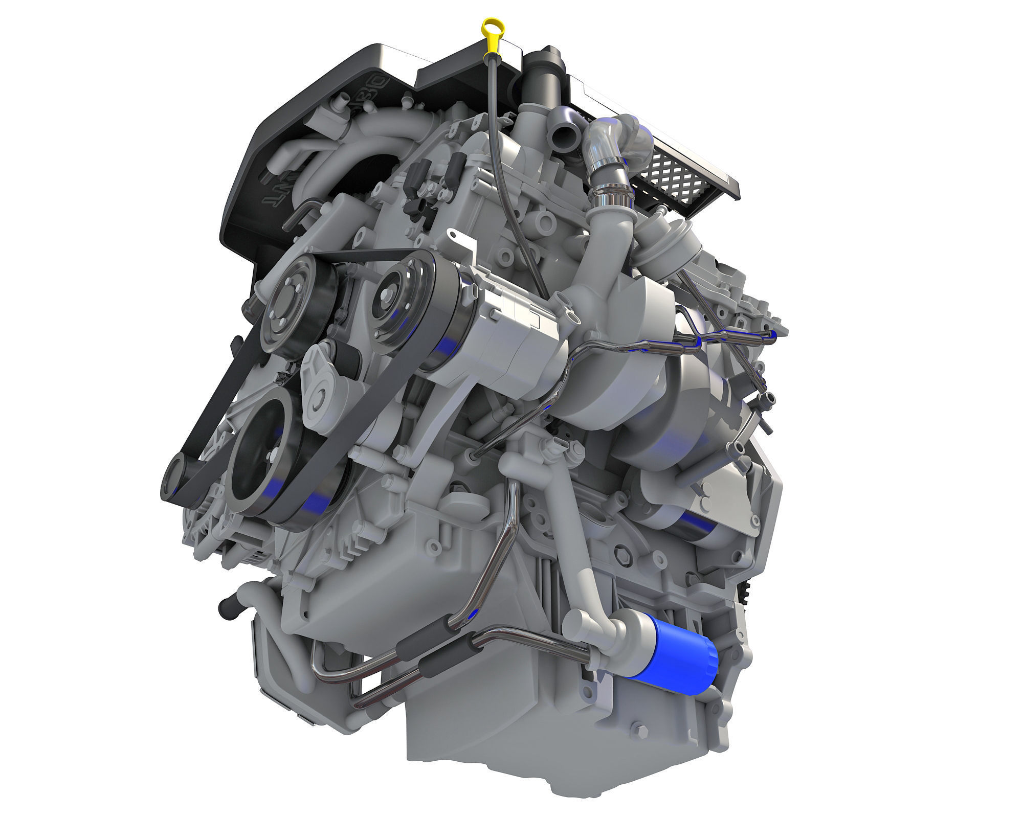 V6 Engine with Gasoline Ignition Animation 3D model_12