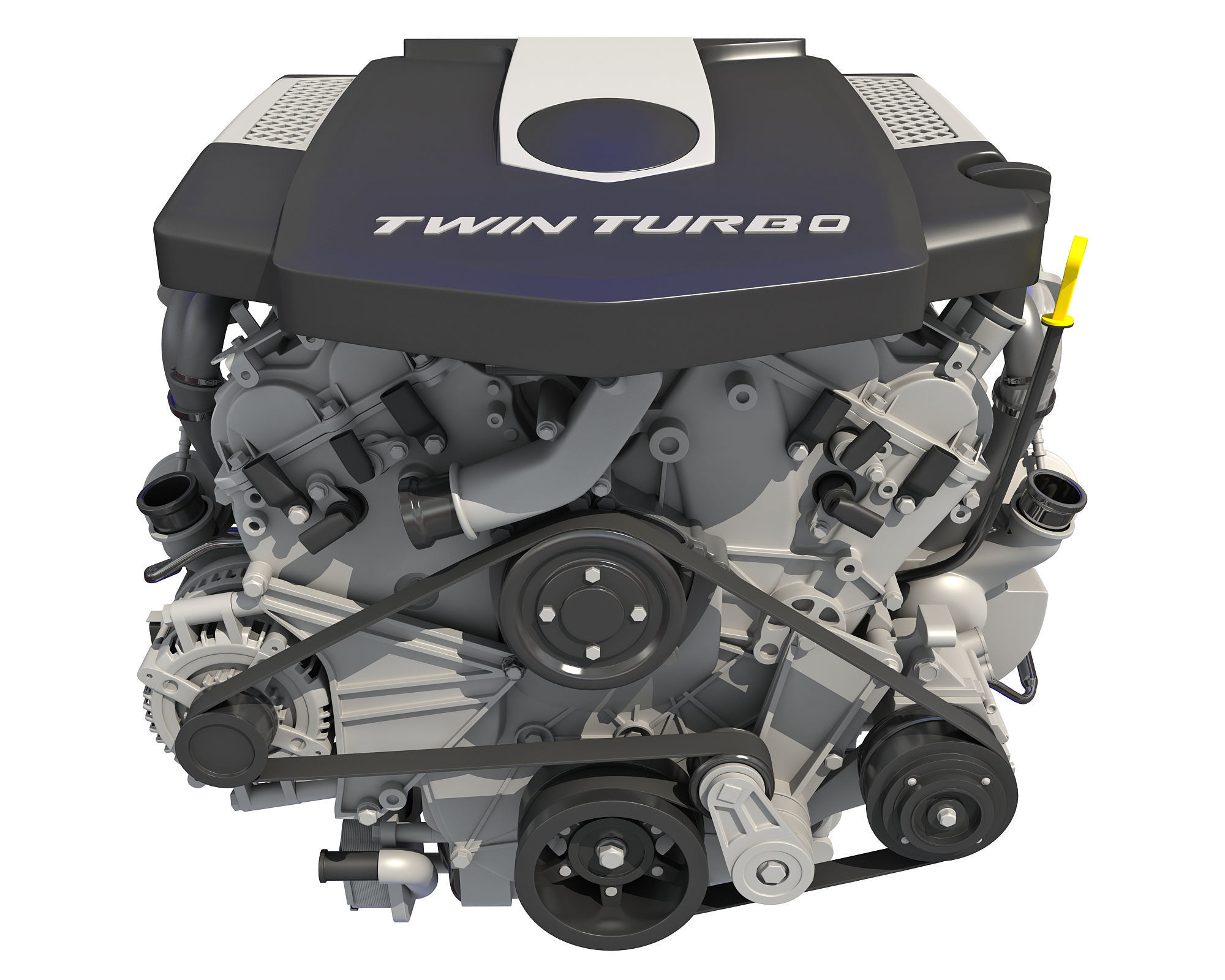 V6 Engine with Gasoline Ignition Animation 3D model_3