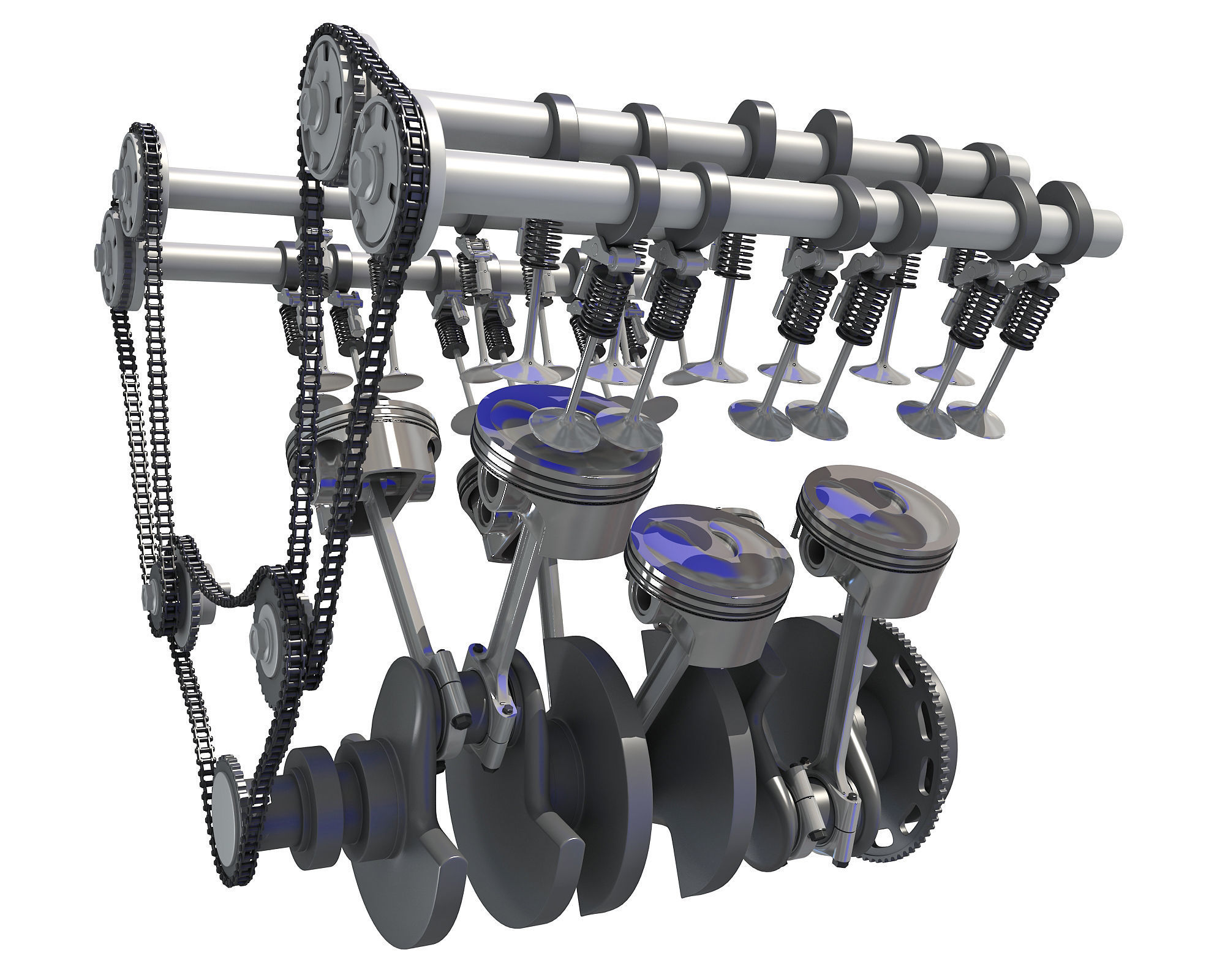V6 Engine with Gasoline Ignition Animation 3D model_25