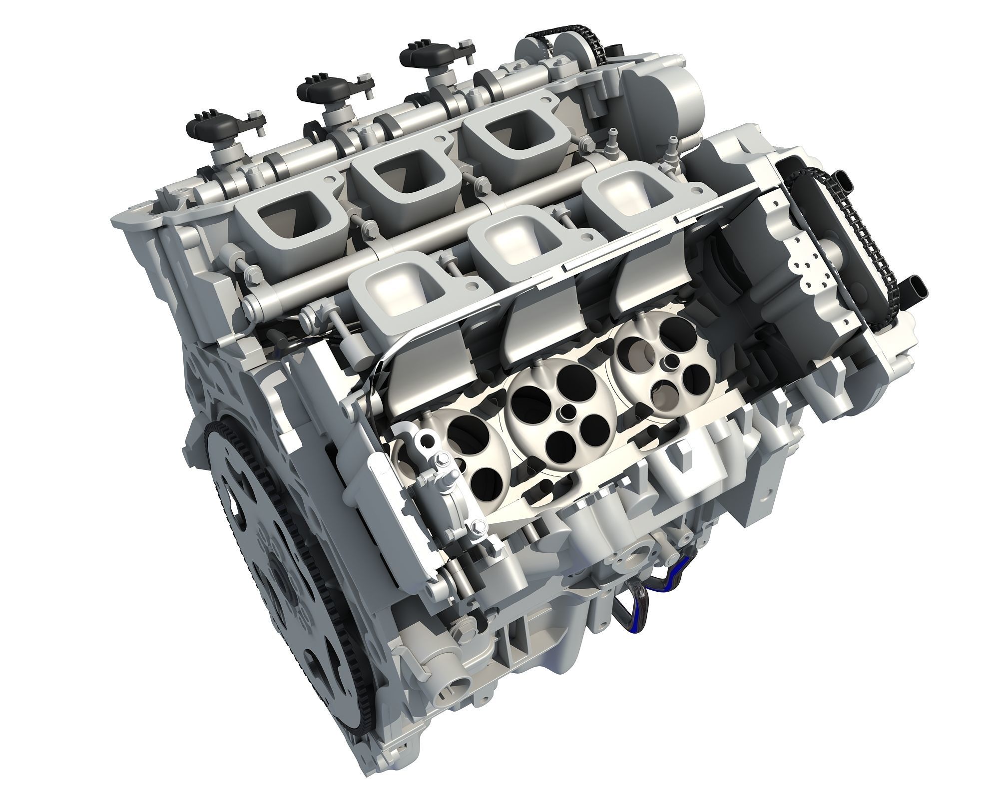 V6 Engine with Gasoline Ignition Animation 3D model_24