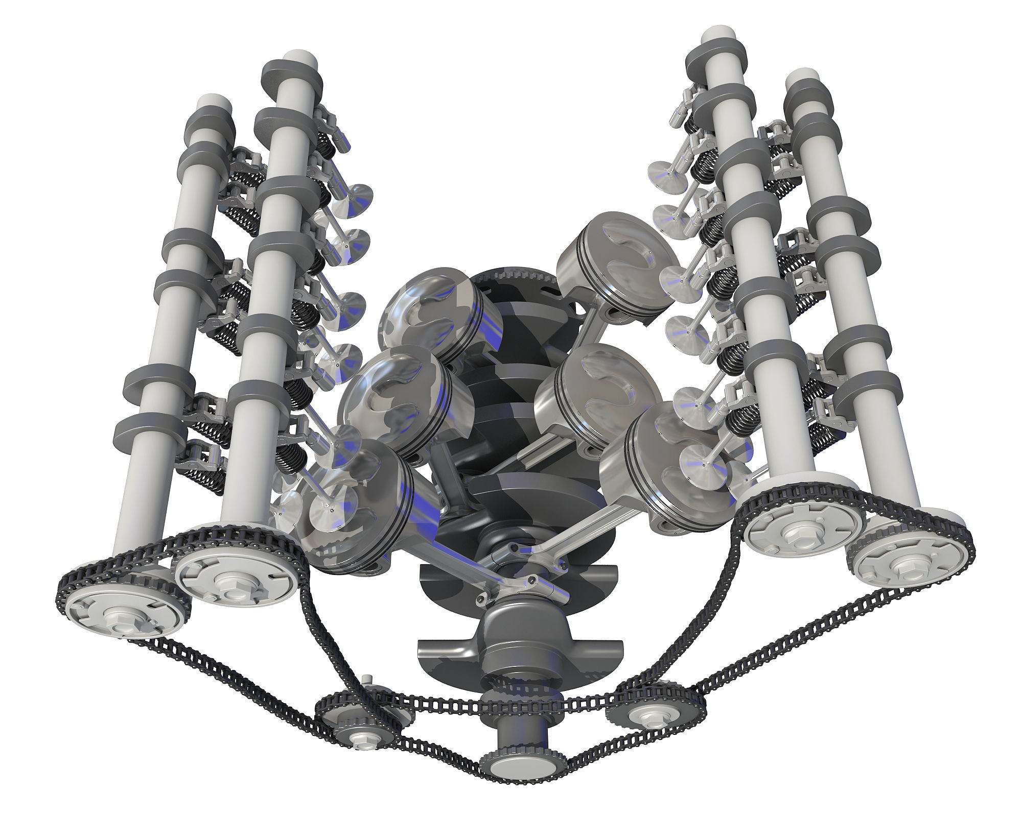 V6 Engine with Gasoline Ignition Animation 3D model_22