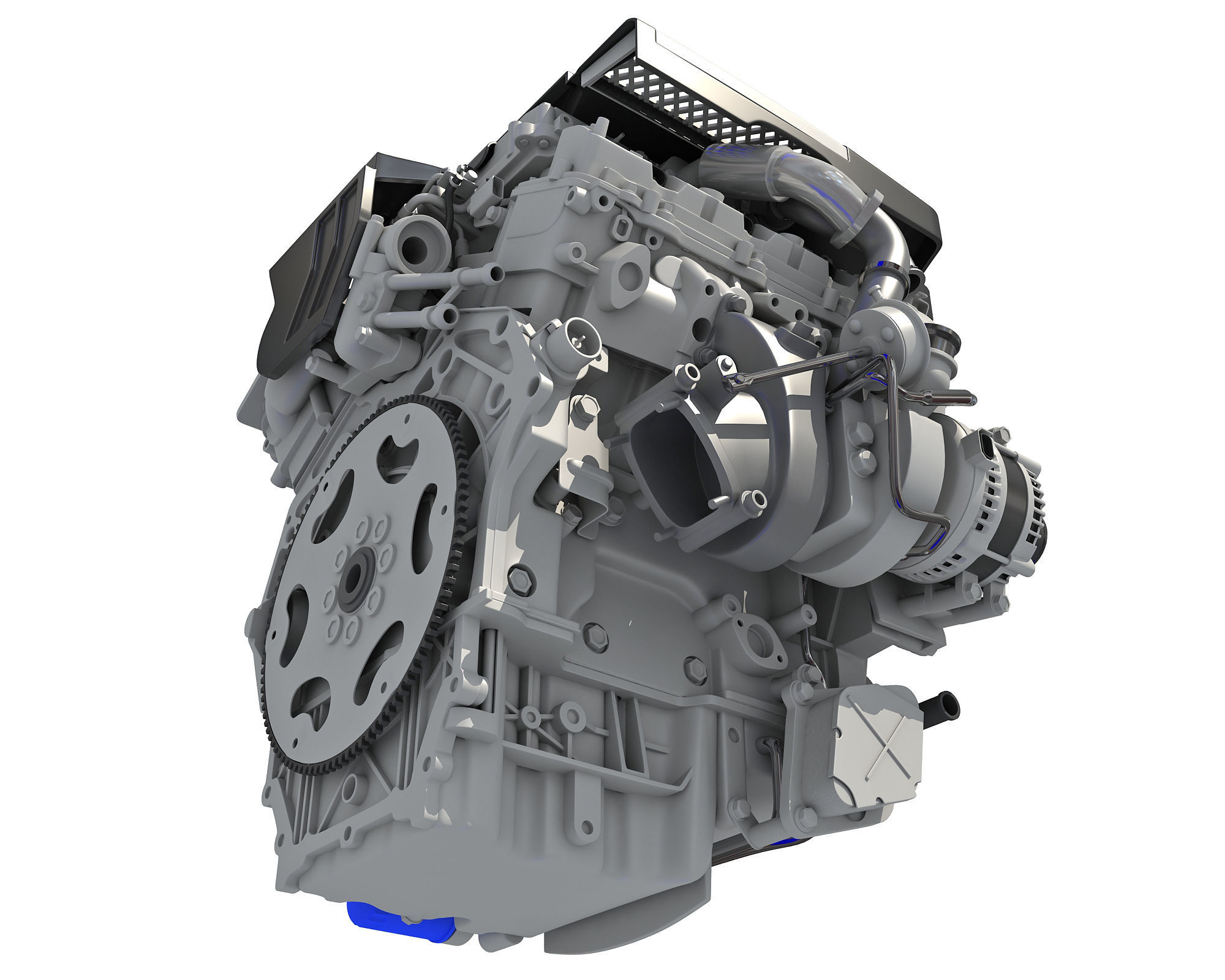V6 Engine with Gasoline Ignition Animation 3D model_27