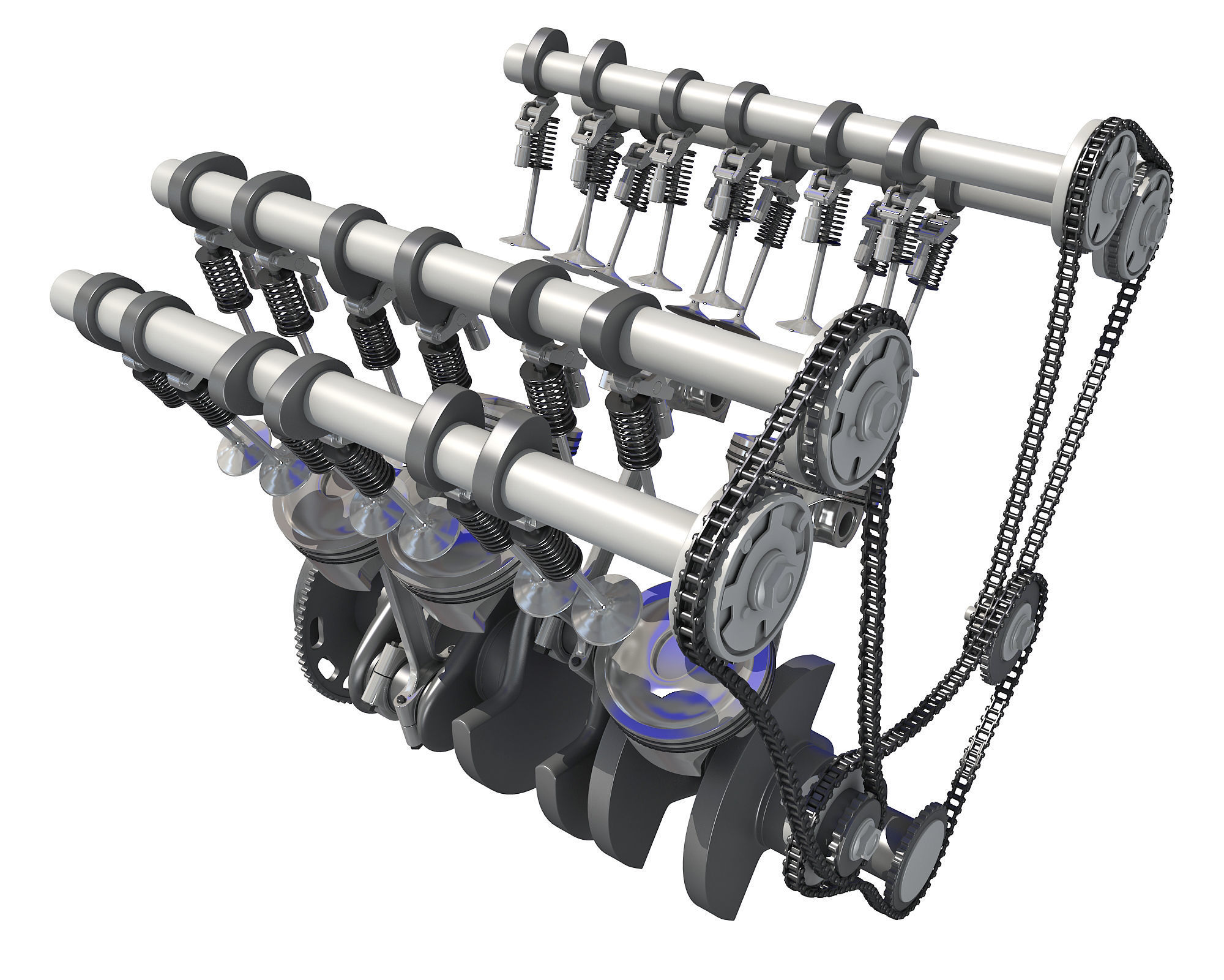 V6 Engine with Gasoline Ignition Animation 3D model_20