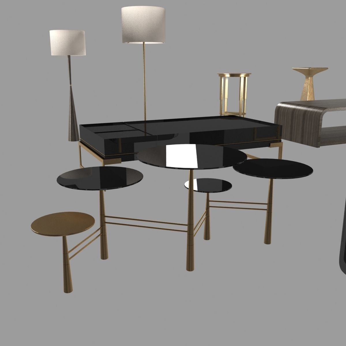 Lamps and tables furniture collection 3D model_11