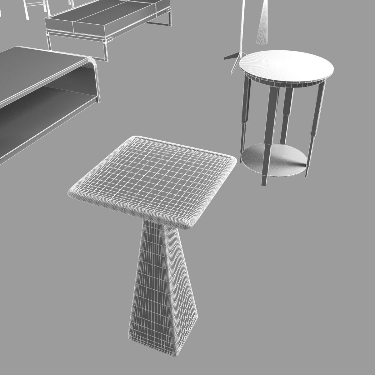 Lamps and tables furniture collection 3D model_4