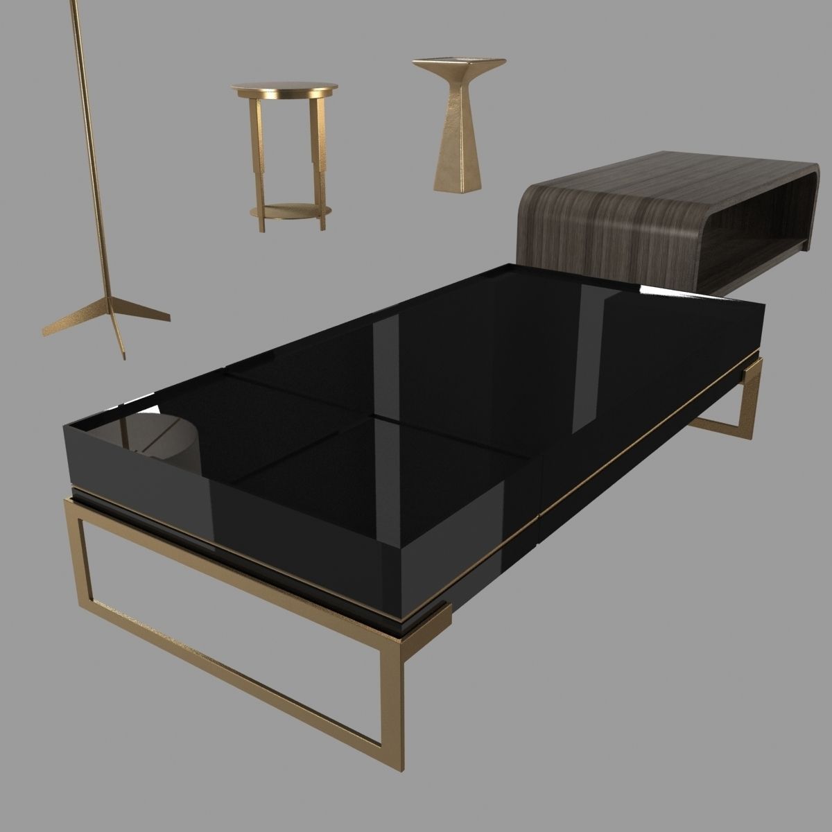 Lamps and tables furniture collection 3D model_10