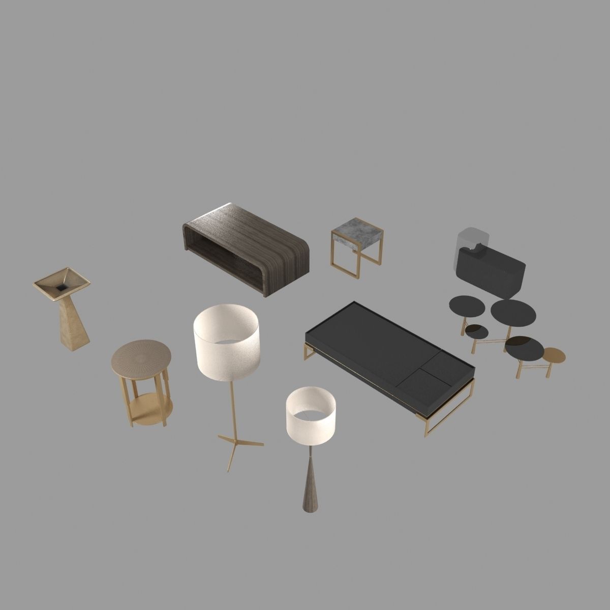 Lamps and tables furniture collection 3D model_14