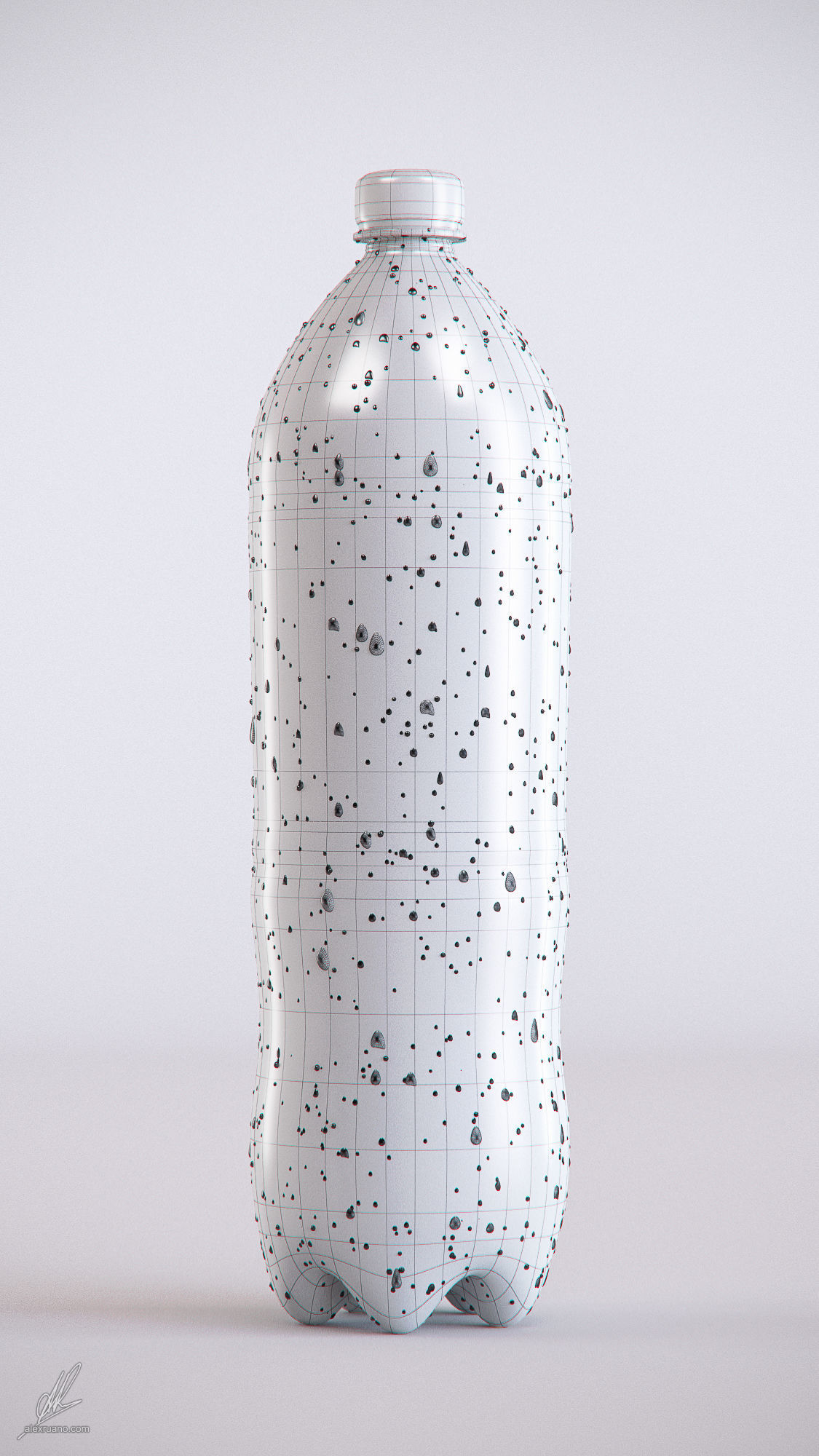 2L Plastic Bottle - Orange 3D model_2