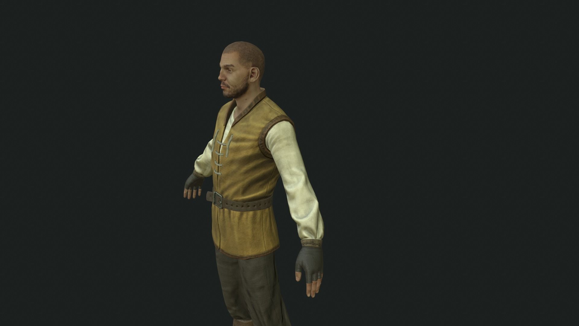 villager character Low-poly 3D model_3