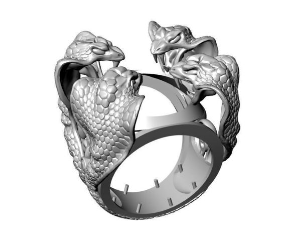 Four Snakes Ring 3D print model