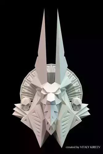 Anubis origami sculpture with horns