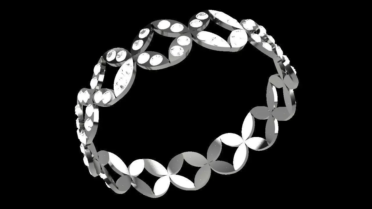 Bangle ring with diamonds 3D print model_0