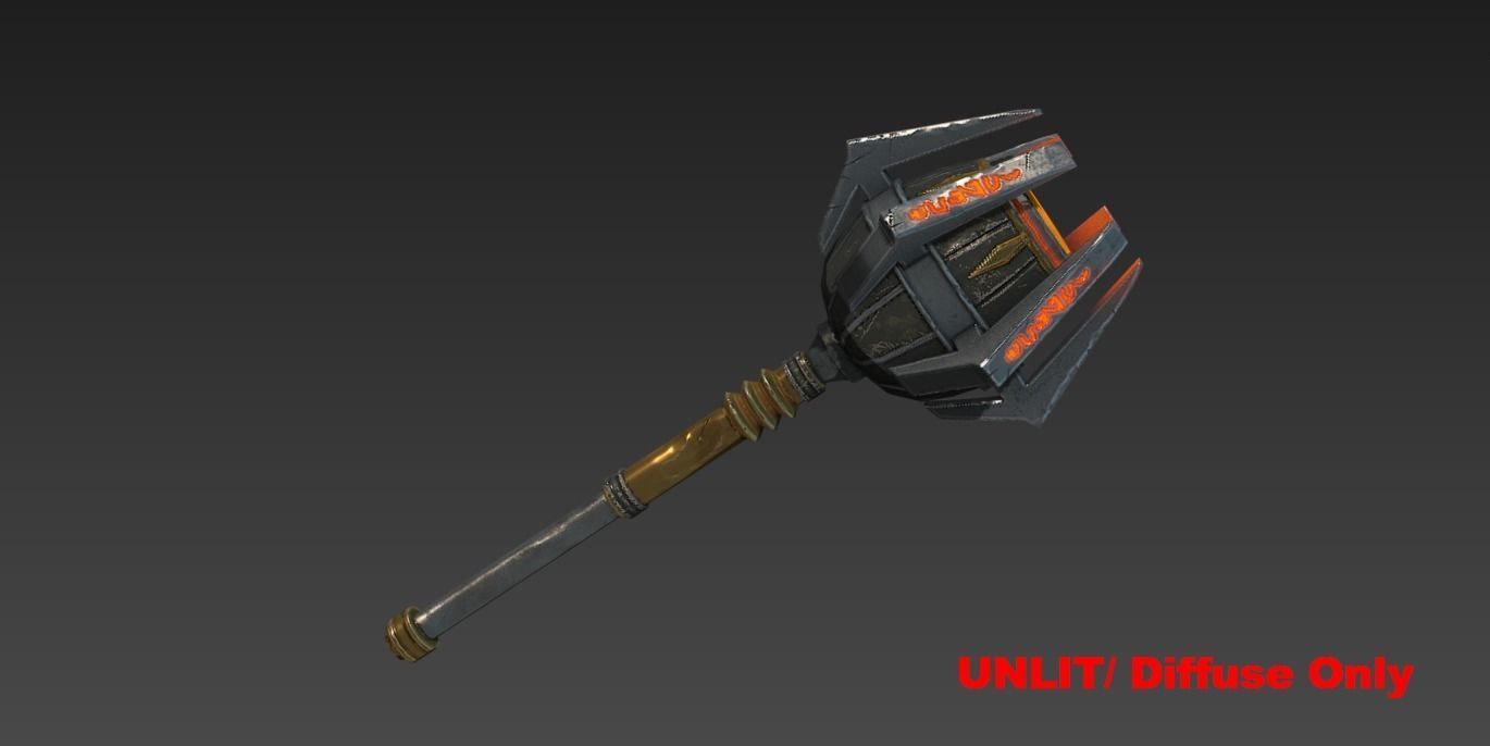 Fantasy Stylish Weapon- Mace of Ornament Low-poly 3D model_2