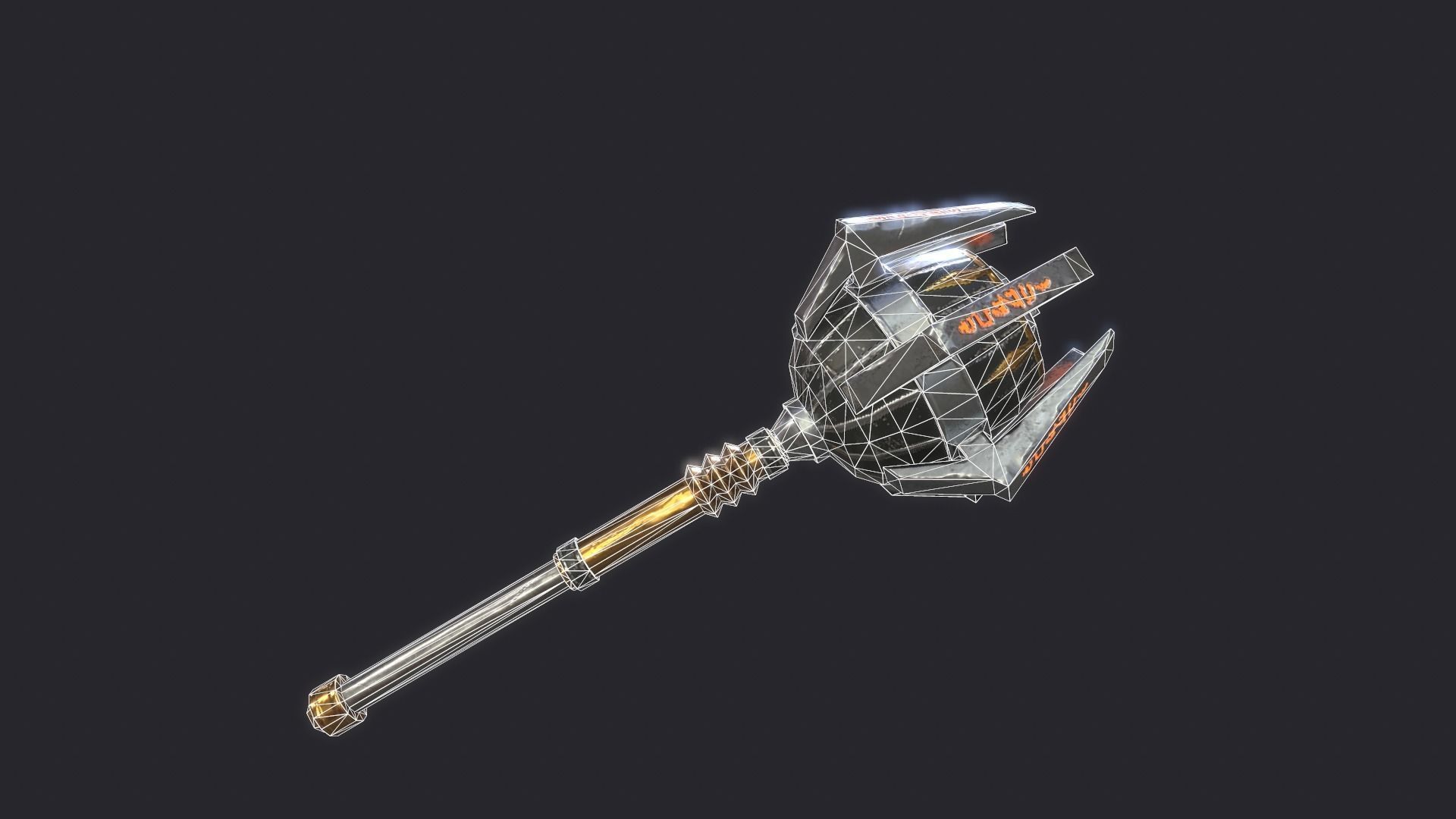Fantasy Stylish Weapon- Mace of Ornament Low-poly 3D model_1