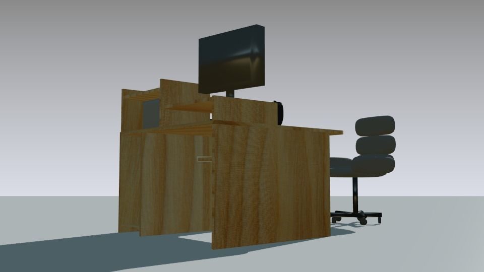 Office interior Low-poly 3D model_2